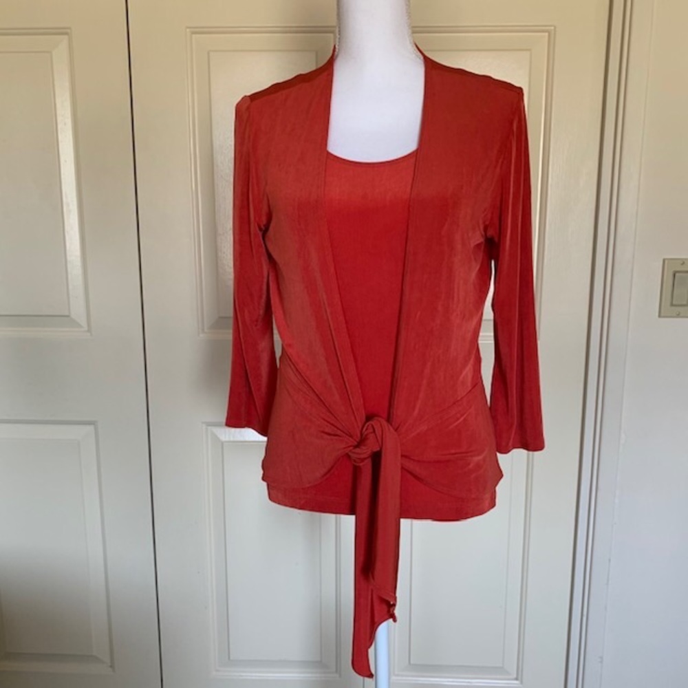 Chico’s Red Tank & Cardigan